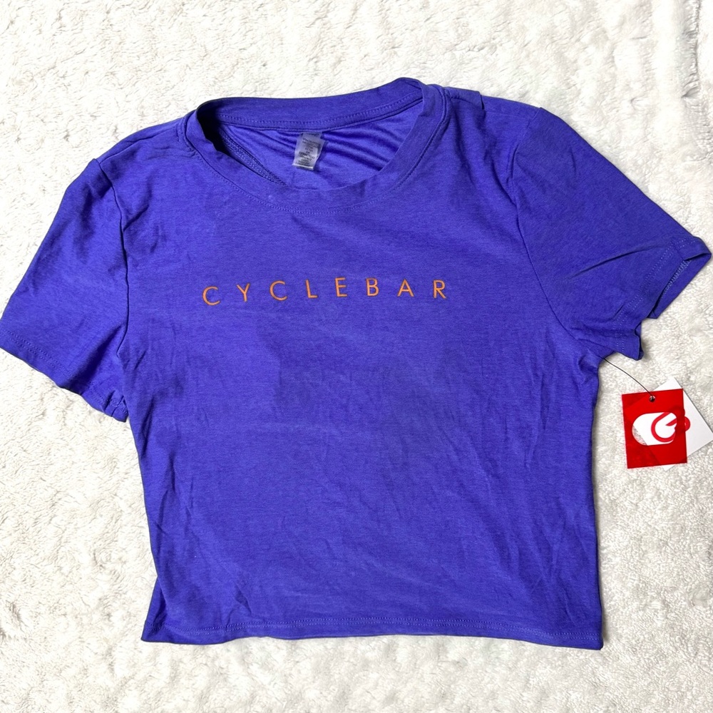 NWT- Beyond Yoga x CycleBar Women's Purple Open Back Cropped Tee